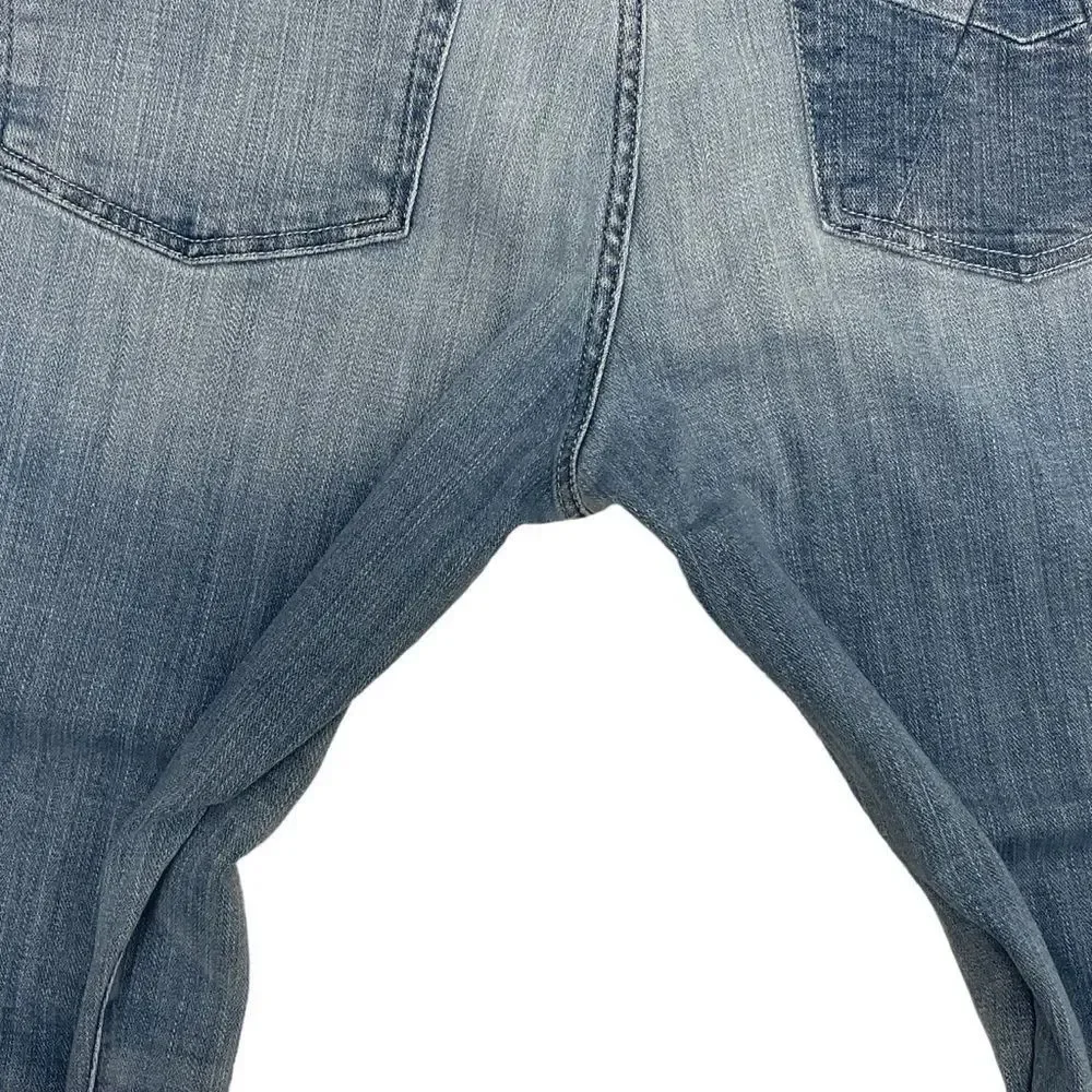 7 for all Mankind, High Waist Cropped Straight leg jeans, size 32. light blue